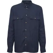 !Solid Langarmhemd SOLID "Langarmhemd SDAllan", Herren, Gr. XXL, N-Gr, blau (insignia blau), Obermaterial: 58% Leinen LI. 42% Viskose CV., Hemden Langarmhemd