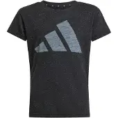 Adidas T-Shirt SPORTSWEAR "ESSENTIALS KIDS", Mädchen, Gr. 170, schwarz (schwarz, weiß), Obermaterial: 50% Polyester, 25% Baumwolle, 25% Viskose, normal, Rundhals, Shirts T-Shirt
