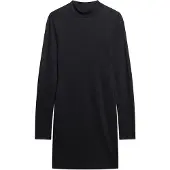 Superdry für Damen. W8011536A Schwarzes Minikleid mit Perkins-Kragen (M), Lässig, Modal, Langarm