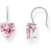Thomas Sabo Paar Ohrhänger "mit großem Zirkoniaherz", bunt (silberfarben, rosa, rosa), Ohrringe, Damen, Silber 925 (recycelt), Paar Ohrhänger, mit Zirkonia (synth.)