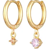 Elli Paar Creolen "Ohrringe Creolen Damen Kristalle Anhänger Goldfarben" Gr. 22, gold, Ohrringe, Damen, 22,mit Stein, Messing, Paar Creolen