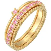 Elli Ring-Set "Ring Kristalle Farbig Regenbogen Set (3 tlg) 925 Silber" Gr. 54, rosa, Fingerringe, Damen, 54,mit Stein, Silber 925 (Sterlingsilber), Ring-Set