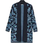Sheego Longstrickjacke in tiefblau-gemustert | Gr.: 52/54