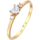 Elli Silberring "Ring Herz Zirkonia Liebe Verlobung 925 Silber" Gr. 58, gold, Fingerringe, Damen, 58, Silber 925 (Sterlingsilber), Silberring