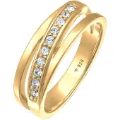 Elli Silberring "Ring Raffiniert Bandring Wickelring 925 Silber, mit Kristallen von Swarovski" Gr. 56, gold, Fingerringe, Damen, 56, Silber 925 (Sterlingsilber), Silberring