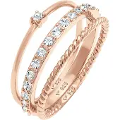 Elli Ring-Set "Ring Ringset (3 tlg) 925 Silber, mit Kristallen von Swarovski" Gr. 64, rosa, Fingerringe, Damen, 64, Silber 925 (Sterlingsilber), Ring-Set