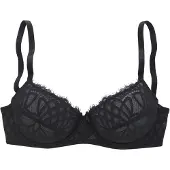 LASCANA Bügel-BH "Cara", Damen, Gr. 80, Cup F, schwarz, Spitze, Obermaterial: 79% Polyamid, 11% Elasthan, 10% Polyester, BHs Bügel-BH, mit femininer Spitze– auch ideal für große Größen