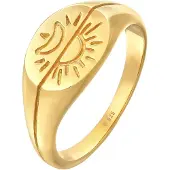 Elli Silberring "Ring Sonne Mond 925 Silber" Gr. 52, gold, Fingerringe, Damen, 52, Silber 925 (Sterlingsilber), Silberring