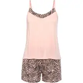LASCANA Shorty , Damen, Gr. 40/42, rosa (rosa anthrazit bedruckt), Single Jersey, Obermaterial: 100% Viskose, A-Linie kurz, V-Ausschnitt, Homewear-Sets Shorty, mit gemusterten Details
