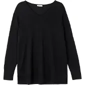 Sheego V-Ausschnitt-Pullover "V-Ausschnitt-Pullover", Damen, Gr. 52/54, schwarz, 60% Viskose, 40% Polyester, unifarben, Pullover V-Ausschnitt-Pullover