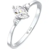 Elli Silberring "Ring Zirkonia Oval Verlobung 925 Silber" Gr. 54, silber, Fingerringe, Damen, 54, Silber 925 (Sterlingsilber), Silberring