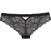 LASCANA Tanga , Damen, Gr. 36/38, Spitze, schwarz, Spitze, Obermaterial: 88% Polyamid, 12% Elasthan, Unterhosen Tanga, mit edlem Accessoire und feinem Bund aus Satin-Material
