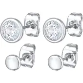Elli Ohrstecker-Set "Ohrringe 2er-Set Ohrstecker Kristalle Plättchen Farbe Silber" Gr. 6,5, silber, Ohrringe, Damen, 6,5,mit Stein, Messing, Ohrstecker-Set