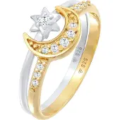 Elli Ring Stern Mond Zirkonia Stapelring 2Er Set 925 Silber Elli Bunt