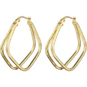 Elli Paar Creolen "Ohrringe Creolen Damen Zweireihig Rechteck 925 Silber" Gr. 32, gold, Ohrringe, Damen, 32, ohne Stein, Silber 925 (Sterlingsilber), Paar Creolen