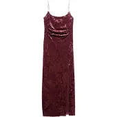 Superdry für Damen. W8011729A Langes Kleid aus Samt Diamonte kastanienbraun (S), Party, Polyester, Ärmellos / Hosenträger