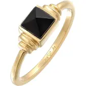 Elli Silberring PREMIUM "Ring Onyx Quadrat Vintage 925 Silber vergoldet" Gr. 56, gold, Fingerringe, Damen, 56, Silber 925 (Sterlingsilber), Silberring
