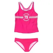 Kangaroos Tankini "Sporty", Jungen, Gr. 170/176, N-Gr, pink, Polyamid, kontrastfarbene Details, unifarben, Bikini-Sets Tankini, mit sportlichem Frontdruck