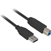 Sharkoon 5m, USB3.0-A/USB3.0-B, 5 m, USB A, USB B, USB 3.2 Gen 1 (3.1 Gen 1), Männlich/Männlich, Schwarz