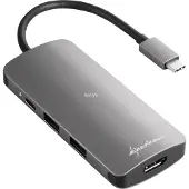Sharkoon USB 3.0 Type C Multiport Adapter, Kabelgebunden, USB 3.2 Gen 1 (3.1 Gen 1) Type-C, USB Typ-C, Grau, MMC, SD, 5 Gbit/s
