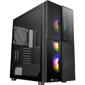 Thermaltake Versa T26 TG ARGB, Midi Tower, PC, Schwarz, ATX, EATX, micro ATX, Mini-ITX, SPCC, Gaming