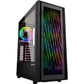 Sharkoon RGB Wave, Desktop, PC, Schwarz, ATX, micro ATX, Mini-ITX, Multi, Rücken, Vorderseite