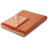 Biederlack Plaid "Nore", orange (terrakotta), B:130cm L:170cm, Baumwolle, Polyacryl, Polyamid, Wolle, Wohndecken, Plaid, mit kurzer Franse