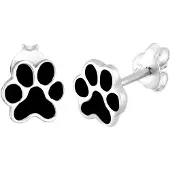 Elli Paar Ohrstecker "Ohrringe Pfoten Tatze Emaille Hund Katze 925 Silber" Gr. 7, schwarz, Ohrringe, Damen, 7, ohne Stein, Silber 925 (Sterlingsilber), Paar Ohrstecker