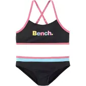 Bench Bustier-Bikini ., Jungen, Gr. 146/152, N-Gr, schwarz, Polyamid, unifarben mit Farbeinsätzen, Basic, Bikini-Sets Bustier-Bikini, mit bunten Details