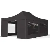 TOOLPORT 4x6m Aluminium PROFESSIONAL Faltpavillon, inkl. 4 Seitenteile, schwarz