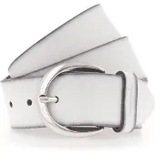 Tamaris Ledergürtel "Charlotte Silver", Damen, Gr. 115, weiß, Leder, unifarben, Gürtel Ledergürtel, mit halbrunder Dornschließe in poliertem Silber, 4 cm breit