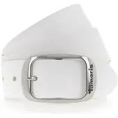 Tamaris Ledergürtel "Carmen Silver", Damen, Gr. 120, weiß, Rindsleder, unifarben, Gürtel Ledergürtel, aus Rindsleder, mit Doppelschließe, 4 cm breit