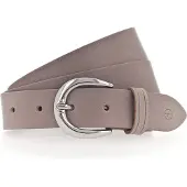 Tamaris Ledergürtel "Clara Silver", Damen, Gr. 115, grau (taupe), Rindsleder, unifarben, Basic, Gürtel Ledergürtel, mit glänzender silberfarbener Schließe, unifarben, 3 cm breit, Topseller