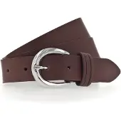 Tamaris Ledergürtel "Clara Silver", Damen, Gr. 115, braun, Rindsleder, unifarben, Basic, Gürtel Ledergürtel, mit glänzender silberfarbener Schließe, unifarben, 3 cm breit