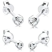Elli Ohrstecker-Set "Ohrringe Ohrstecker Set Weiß 925 Sterling Silber, mit Kristallen von Swarovski", silber, Ohrringe, Damen, Silber 925 (Sterlingsilber), Ohrstecker-Set
