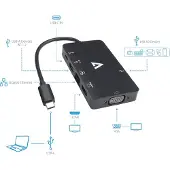 V7 V7UC-U3CRJ45HDVG-BLK, 3.2 Gen 1 (3.1 Gen 1), USB Typ-C, HDMI-Ausgang, 3840 x 2160 Pixel