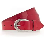Tamaris Ledergürtel "Carolin Silver", Damen, Gr. 115, rot, Materialmix, unifarben, Gürtel Ledergürtel, weiches Lack-Rindleder mit hochglänzendem Finish