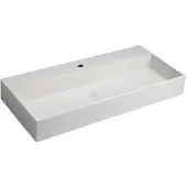 Sapho QUADRADO Betonwaschbecken mit Auslauf, 96x44cm, weißer Sandstein