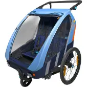 Bellelli Trailblazer Fahrradanhänger + Kinderwagen für 2 Kinder blau