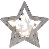 Star Trading LED-Dekostern Fauna aus Holz, Höhe 24 cm
