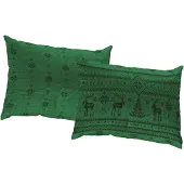 Wirth Dekokissen "Romo" Gr. 1, grün (grün, gemustert), B:40cm L:60cm, Baumwolle, Polyester, Dekokissen_Sitzkissen_Kissenhüllen, Dekokissen, Kissenhülle ohne Füllung, 2 Stück