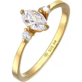 Elli Silberring "Ring Zirkonia Oval Verlobung 925 Silber" Gr. 58, gold, Fingerringe, Damen, 58, Silber 925 (Sterlingsilber), Silberring