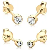 Elli Ohrstecker-Set "Ohrringe Ohrstecker Set Weiß 925 Sterling Silber, mit Kristallen von Swarovski", rosa (rosegold), Ohrringe, Damen, Silber 925 (Sterlingsilber), Ohrstecker-Set