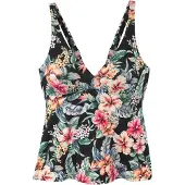 LASCANA Bügel-Tankini-Top "Salsa", Damen, Gr. 38, Cup B, schwarz (schwarz bedruckt), Microfaser, Recycling-Polyamid, geblümt, Bikini-Oberteile Bügel-Tankini-Top, mit tollem Blumenprint