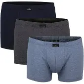 Götzburg Boxershorts GÖTZBURG "Boxershort 3er Pack", Herren, Gr. XXL, blau (blau, grau), Obermaterial: 95% Baumwolle CO. 5% Elasthan EL., Unterhosen Boxershorts