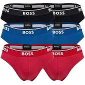 BOSS Slip "Slip Briefs 3P Power 6er Pack", Herren, Gr. M, bunt (rot, blau, schwarz), Obermaterial: 95% Baumwolle CO. 5% Elasthan EL., Unterhosen Slip