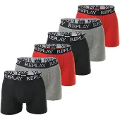 Replay Boxershorts "Boxershort 6er Pack", Herren, Gr. L, bunt (schwarz, grau, rot), Obermaterial: 95% Baumwolle CO. 5% Elasthan EL., Unterhosen Boxershorts