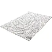 Kleine wolke Badematte "Switch, Badvorleger, Badezimmer Teppich", beige (macadamia), H:5mm, Baumwolle, Polyester, Badematten, Badematte, Badteppich, handgefertigt, Wendedesign, geometrisches Muster