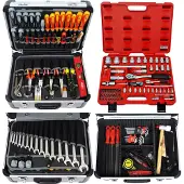 FAMEX 418-18 Profi Alu Werkzeugkoffer mit High-End Werkzeug Set, 195-tlg. - PROFESSIONAL