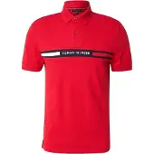 Tommy Hilfiger 1100000002199 "HILFIGER CHEST INSERT REG POLO", Herren, Gr. L, rot (medium rot), Piqué, Obermaterial: 96% Baumwolle, 4% Elasthan, regular fit, Rippbündchen, Shirts 1100000002199